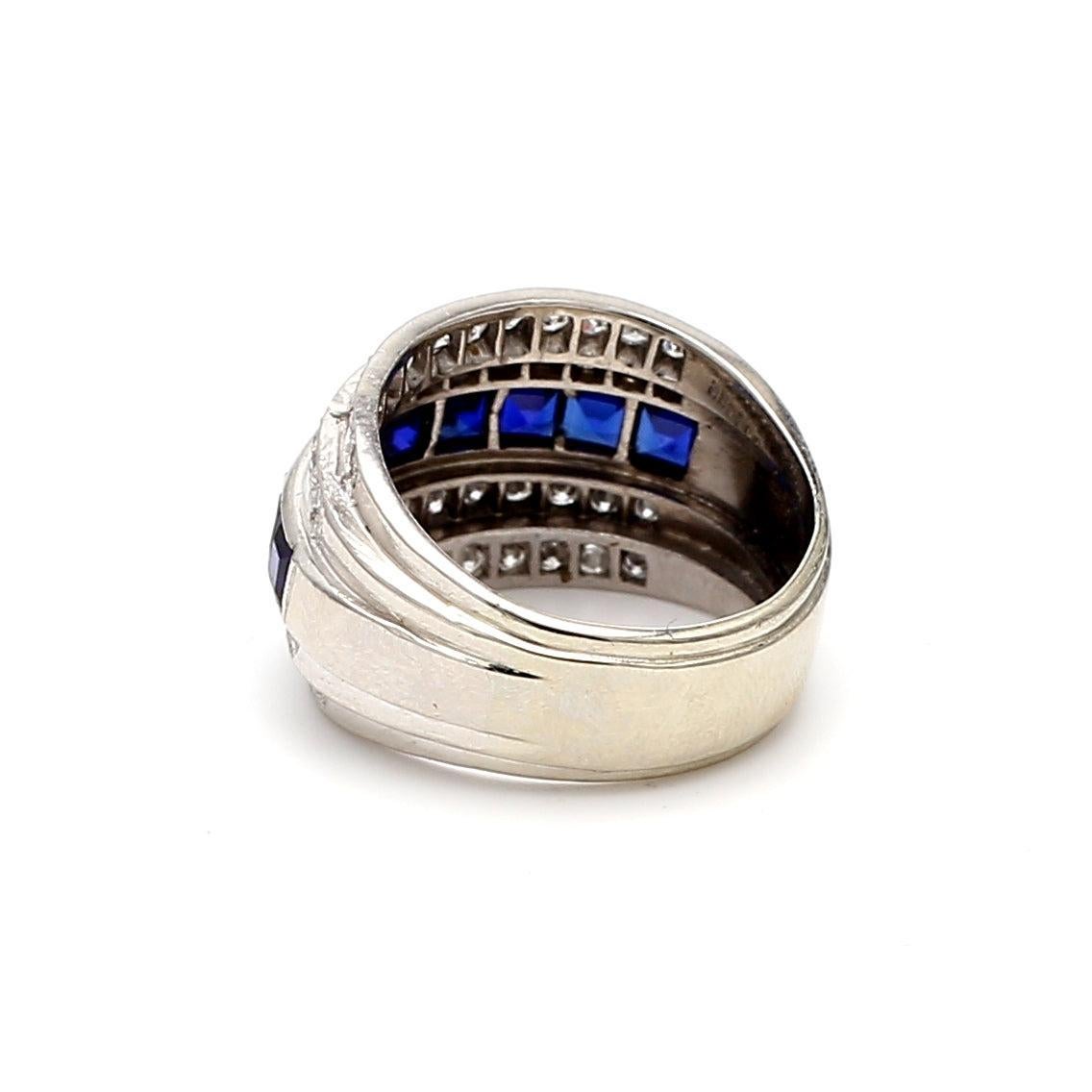 Bague jonc en platine avec saphir de 2,00 carats et diamants ronds de 0,61 carat en vente 1