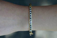 Vintage 2.00 Carat Sapphire and Diamond Yellow Gold Bangle Bracelet