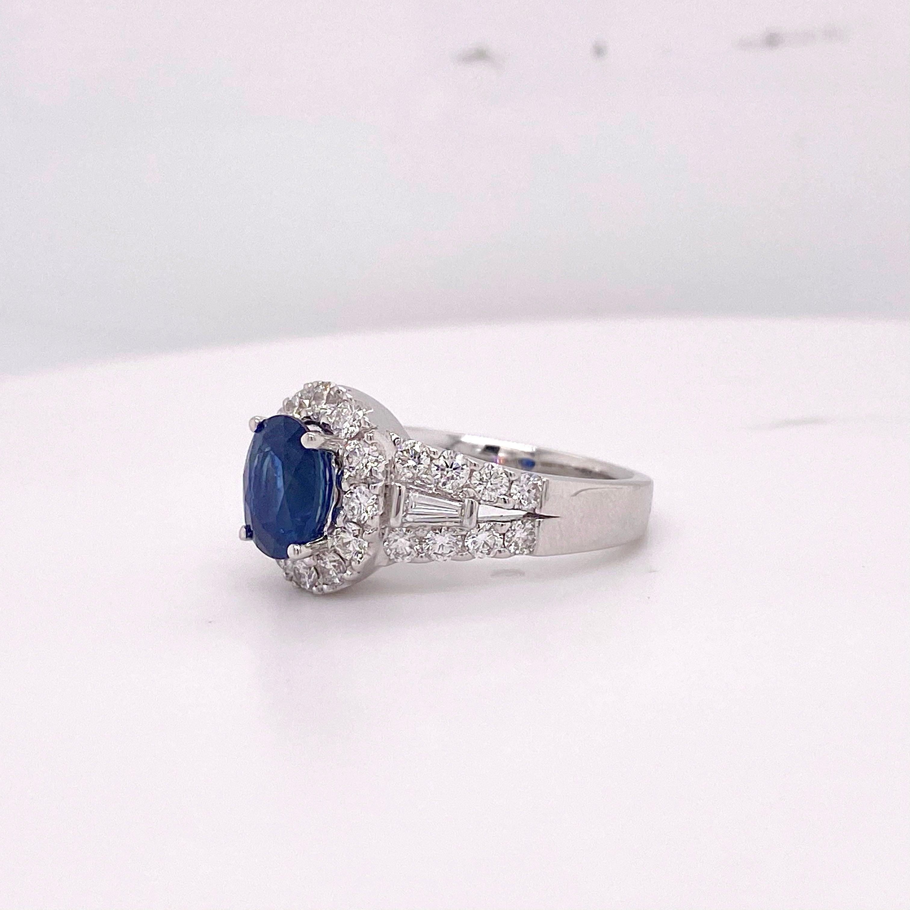 For Sale:  2.00 Carat Sapphire with 1.00 Carat Diamond Halo 18 Karat Ring, Ceylon 3