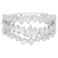 2,00 quilates SI/H Anillo de diamantes redondo pera brillante Joyas de oro blanco de 14 quilates