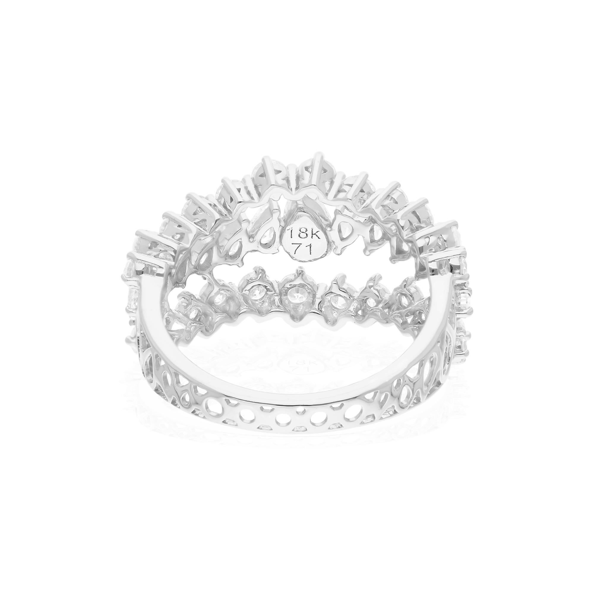2,00 Karat SI/H Runder Birne Brillant Diamant Ring 18 Karat Weißgold Schmuck im Angebot 3