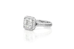 2.00 Carat Square Emerald Cut Diamond Engagement Ring with Halo