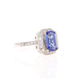 2.00 Carat Tanzanite Diamond 14 Karat White Gold Engagement Ring
