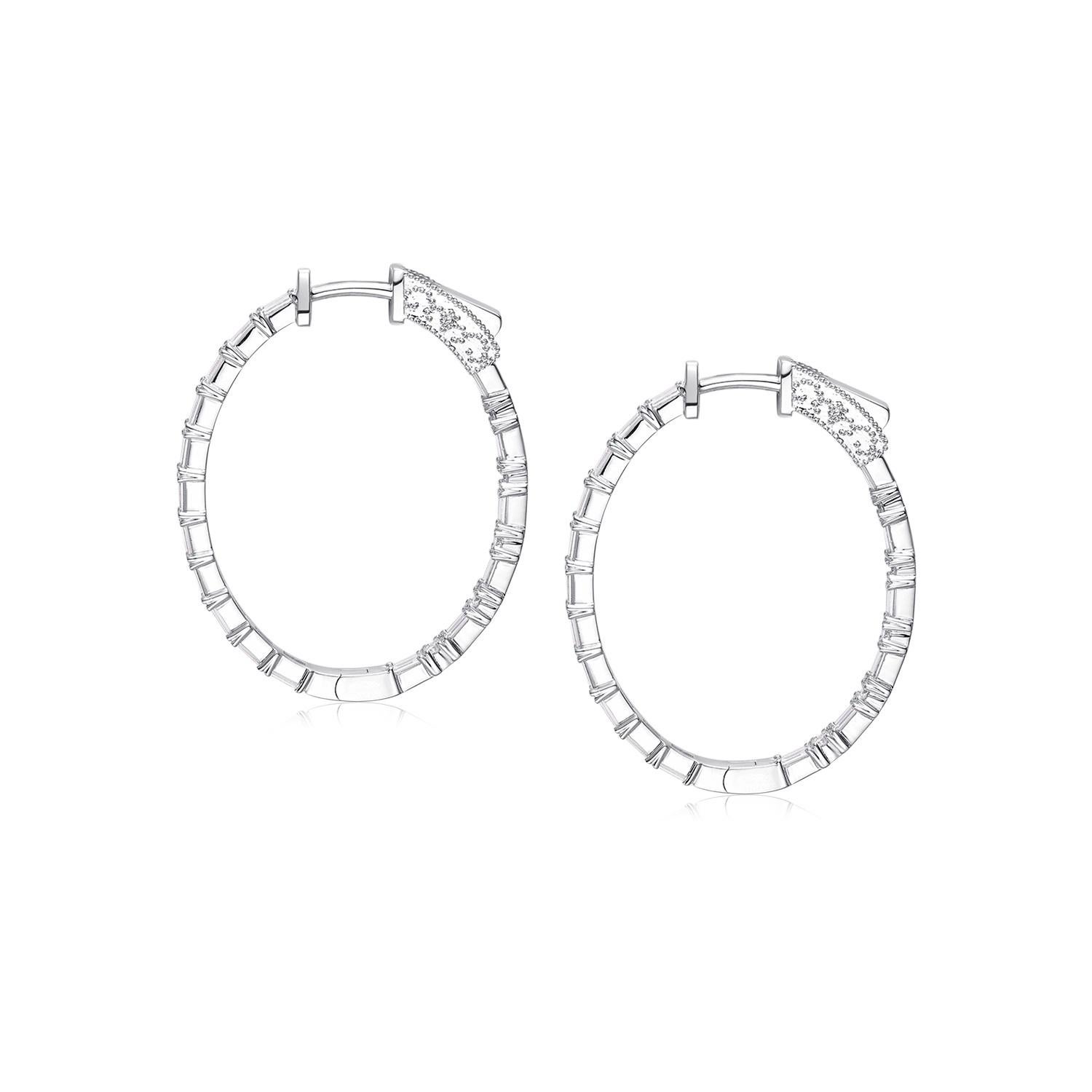 Pendientes de aro de diamantes cónicos de 2,00 quilates en oro blanco de 18 quilates Contemporáneo en venta