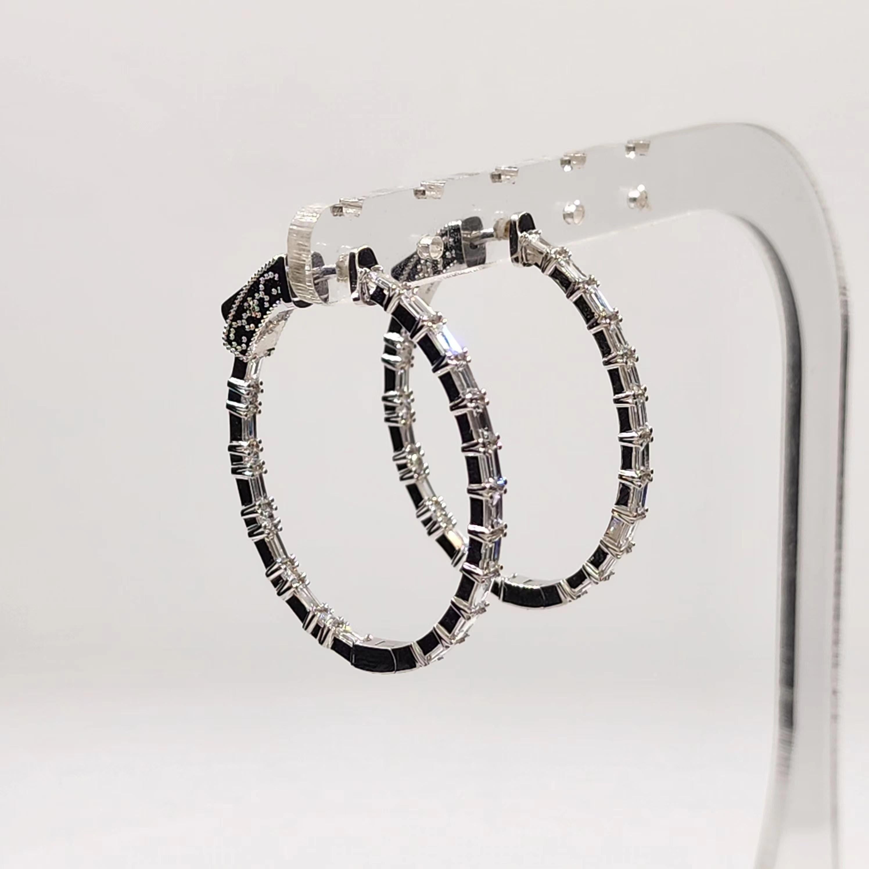 Pendientes de aro de diamantes cónicos de 2,00 quilates en oro blanco de 18 quilates en Nuevo estado para la venta en Hong Kong, HK