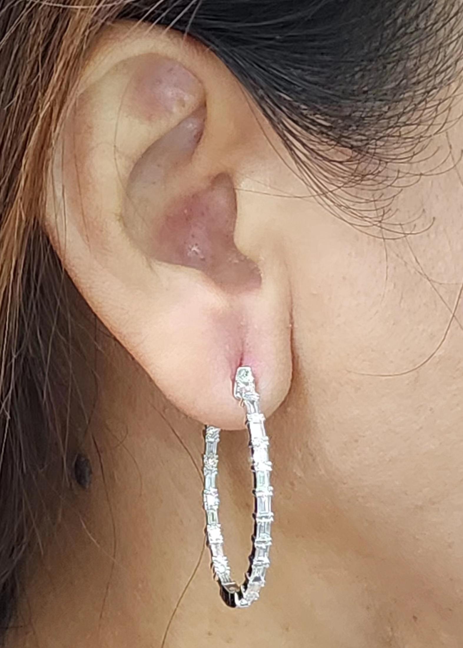 Pendientes de aro de diamantes cónicos de 2,00 quilates en oro blanco de 18 quilates en venta 2