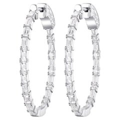 Créoles coniques en or blanc 18 carats avec diamants de 2,00 carats