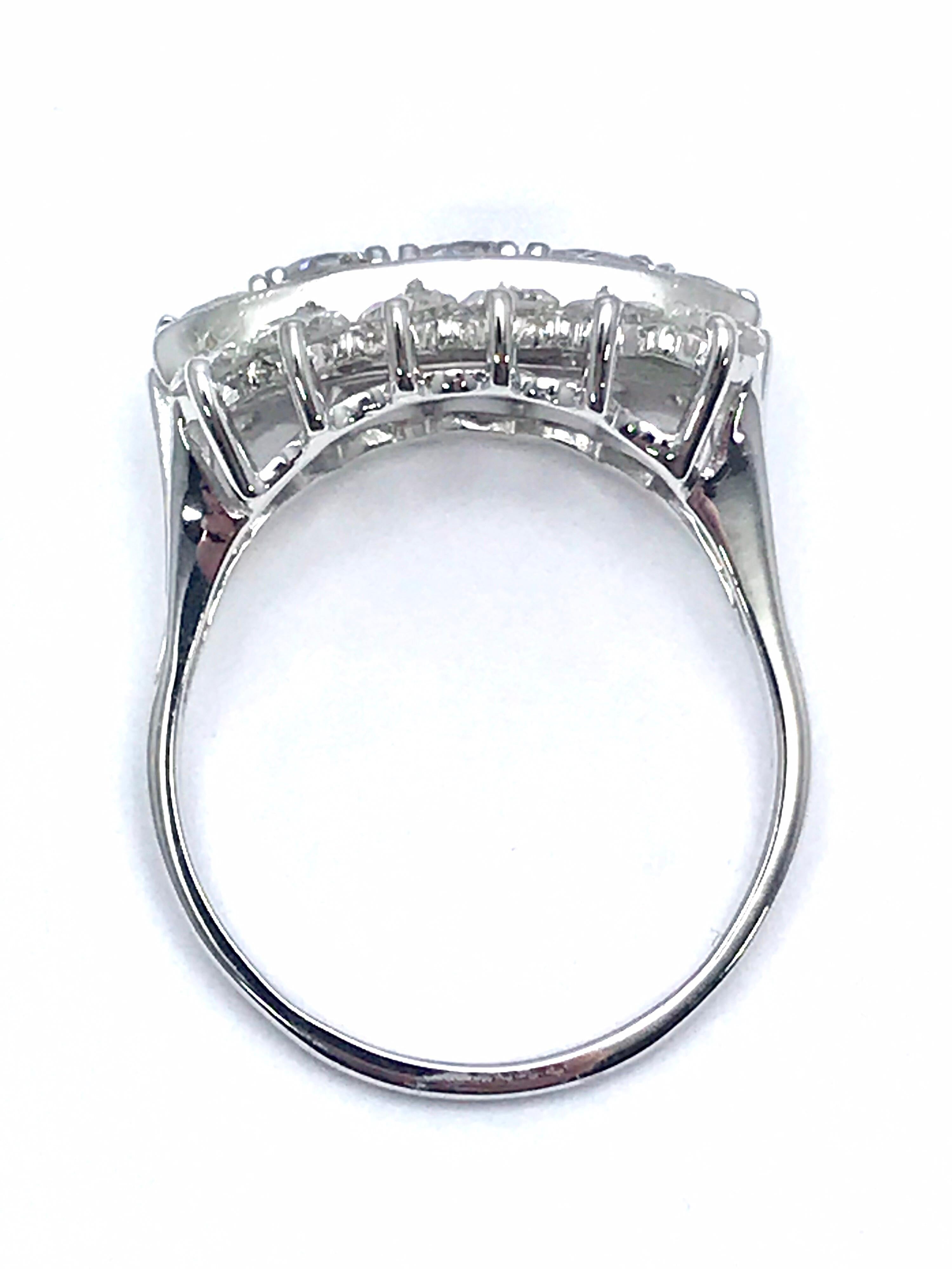 Modern 2.00 Carat Three-Row Diamond White Gold Right Hand Ring