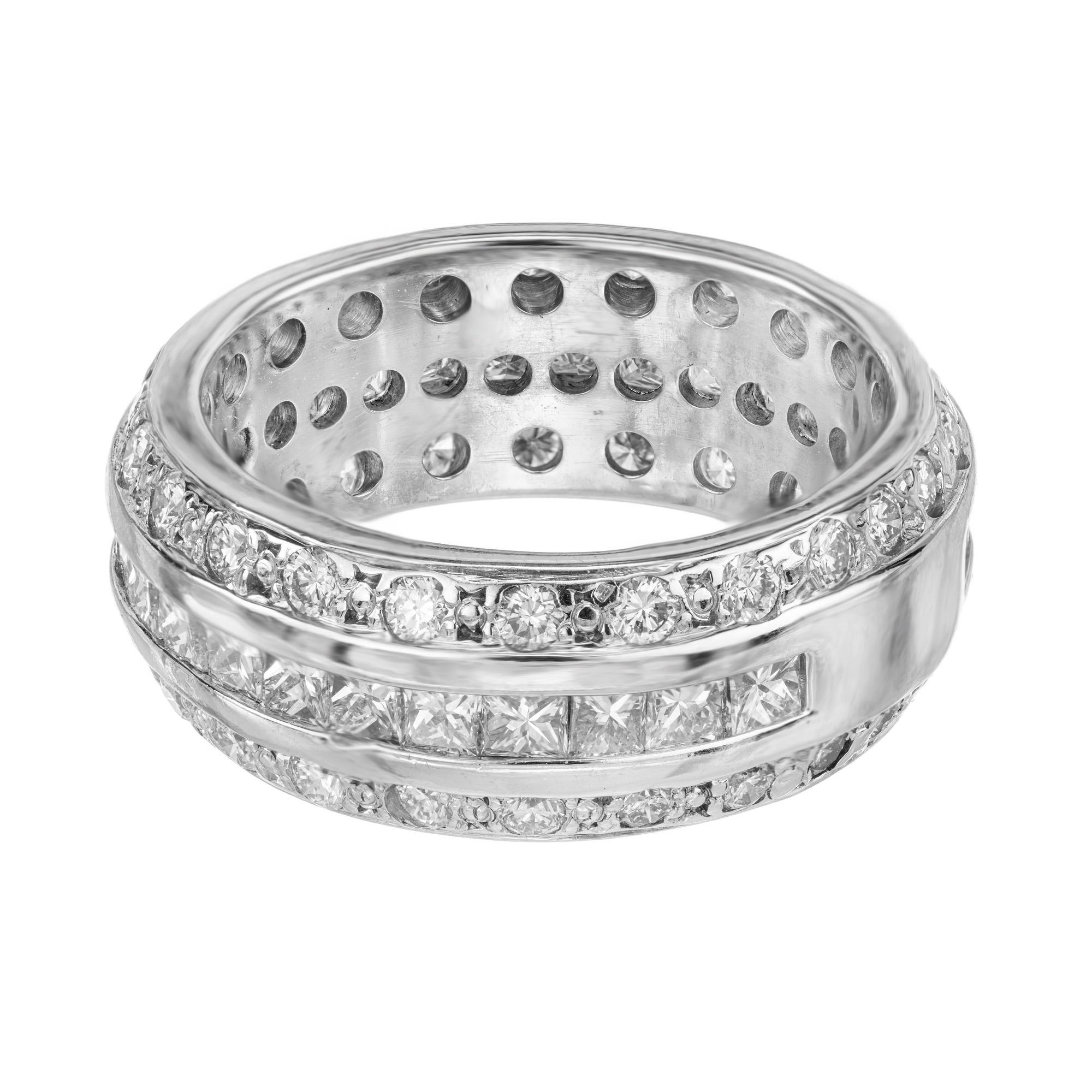 3 row princess cut diamond band