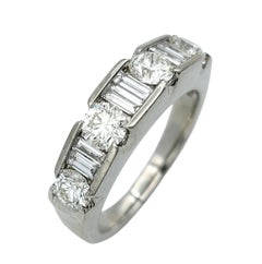 2.00 Carat Total Alternating Baguette and Round Diamond Band Ring in Platinum
