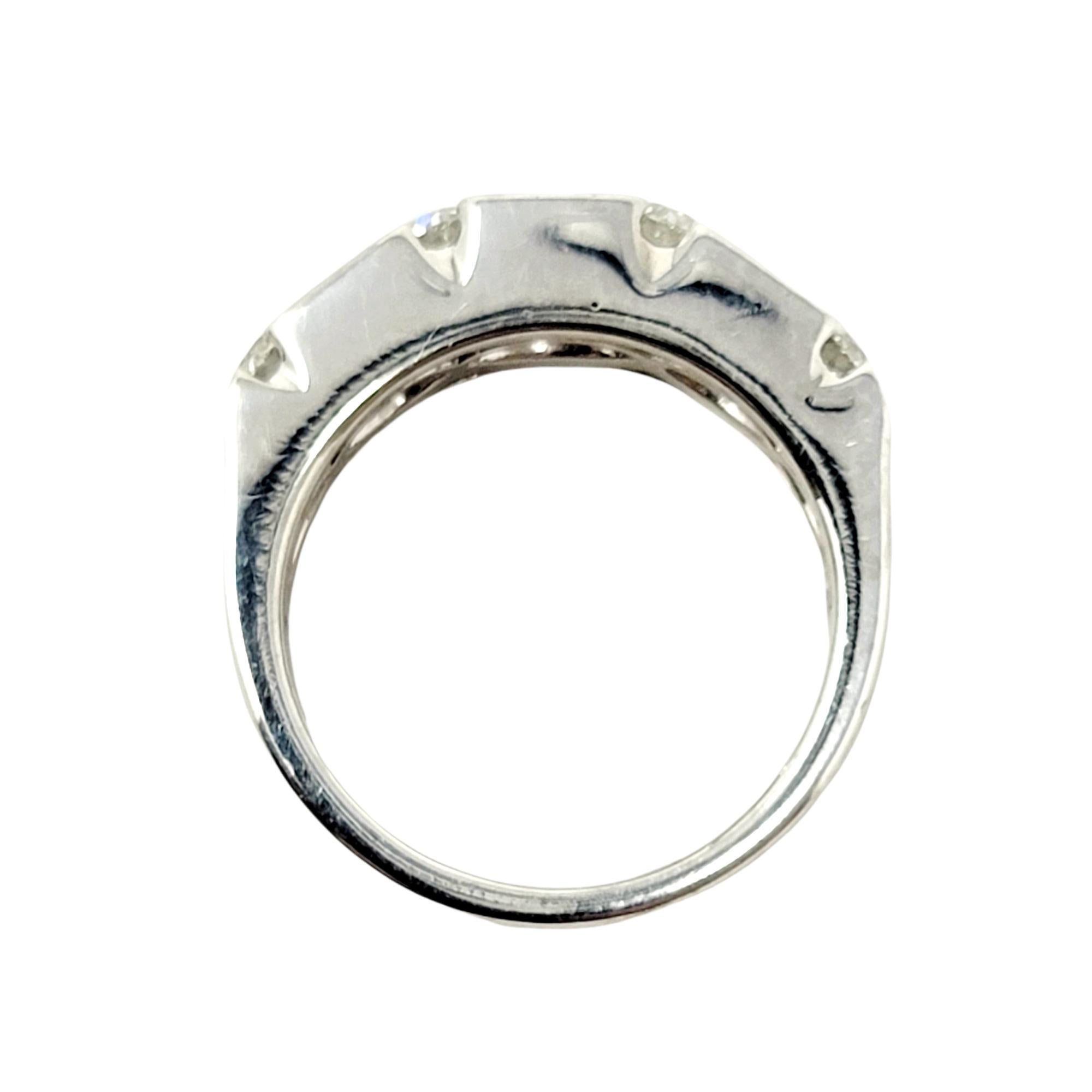 Contemporary 2.00 Carat Total Alternating Baguette and Round Diamond Band Ring in Platinum For Sale