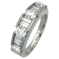 2.00 Carat Total Alternating Baguette and Round Diamond Band Ring in Platinum