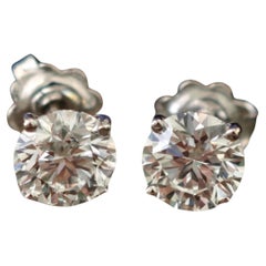 Pendientes de diamantes con certificado GIA de 2,00 quilates totales I VS2 en oro blanco de 14 quilates