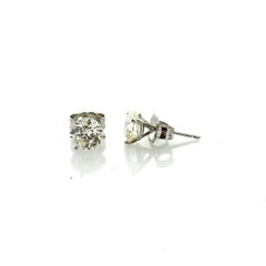 Boucles d'oreilles en or blanc 14 carats diamant rond naturel de 2,00 carats au total