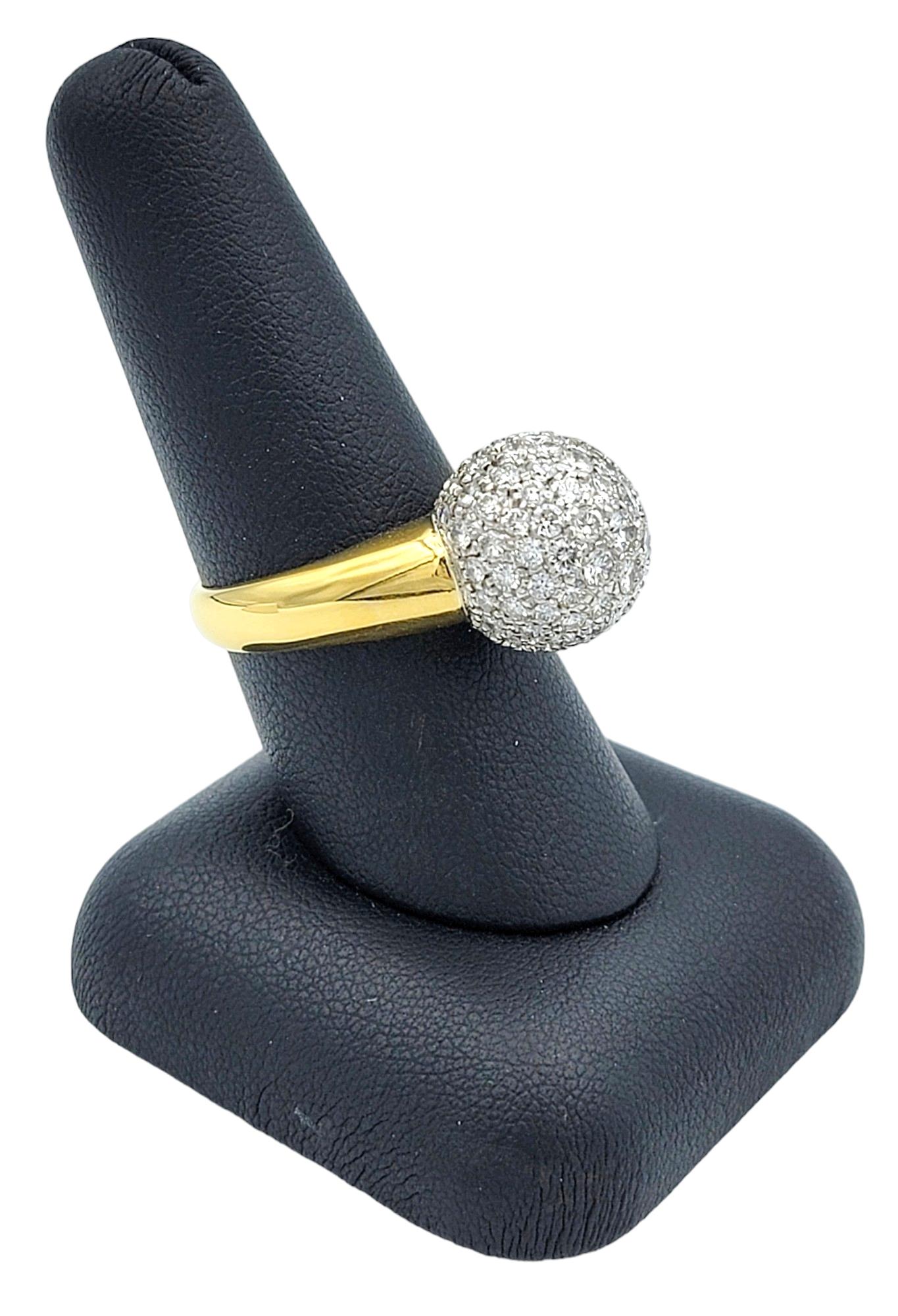 2.00 Carat Total Pave Diamond Clustered Dome Ring 18 Karat Yellow Gold, F-G / VS For Sale 6