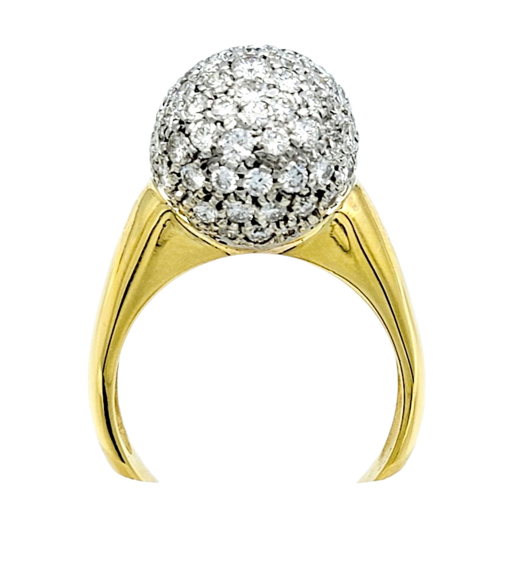 2.00 Carat Total Pave Diamond Clustered Dome Ring 18 Karat Yellow Gold, F-G / VS In Good Condition For Sale In Scottsdale, AZ
