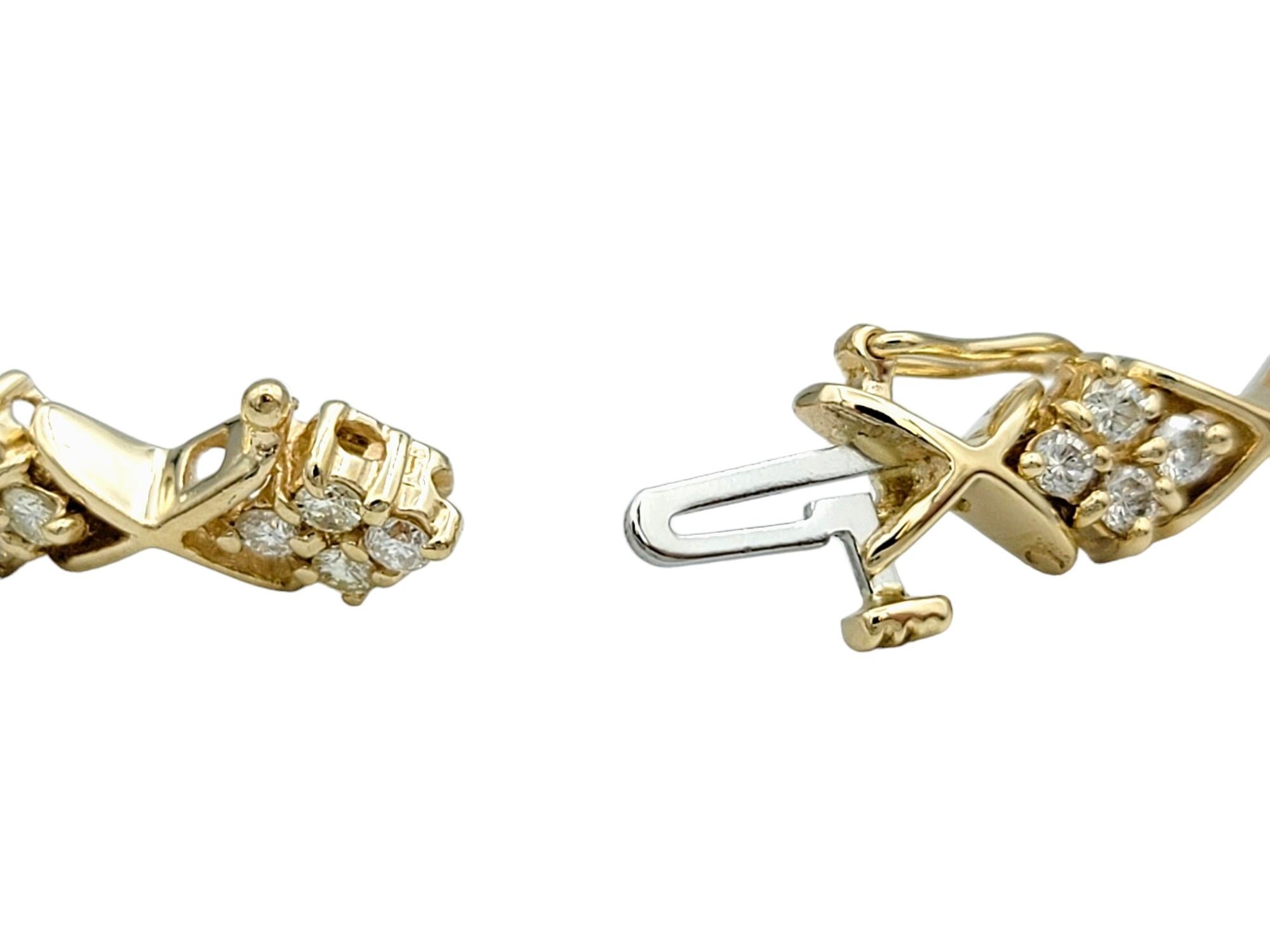 Bracelet à maillons croisés en or jaune 14 carats avec diamants ronds de 2,00 carats au total Bon état - En vente à Scottsdale, AZ