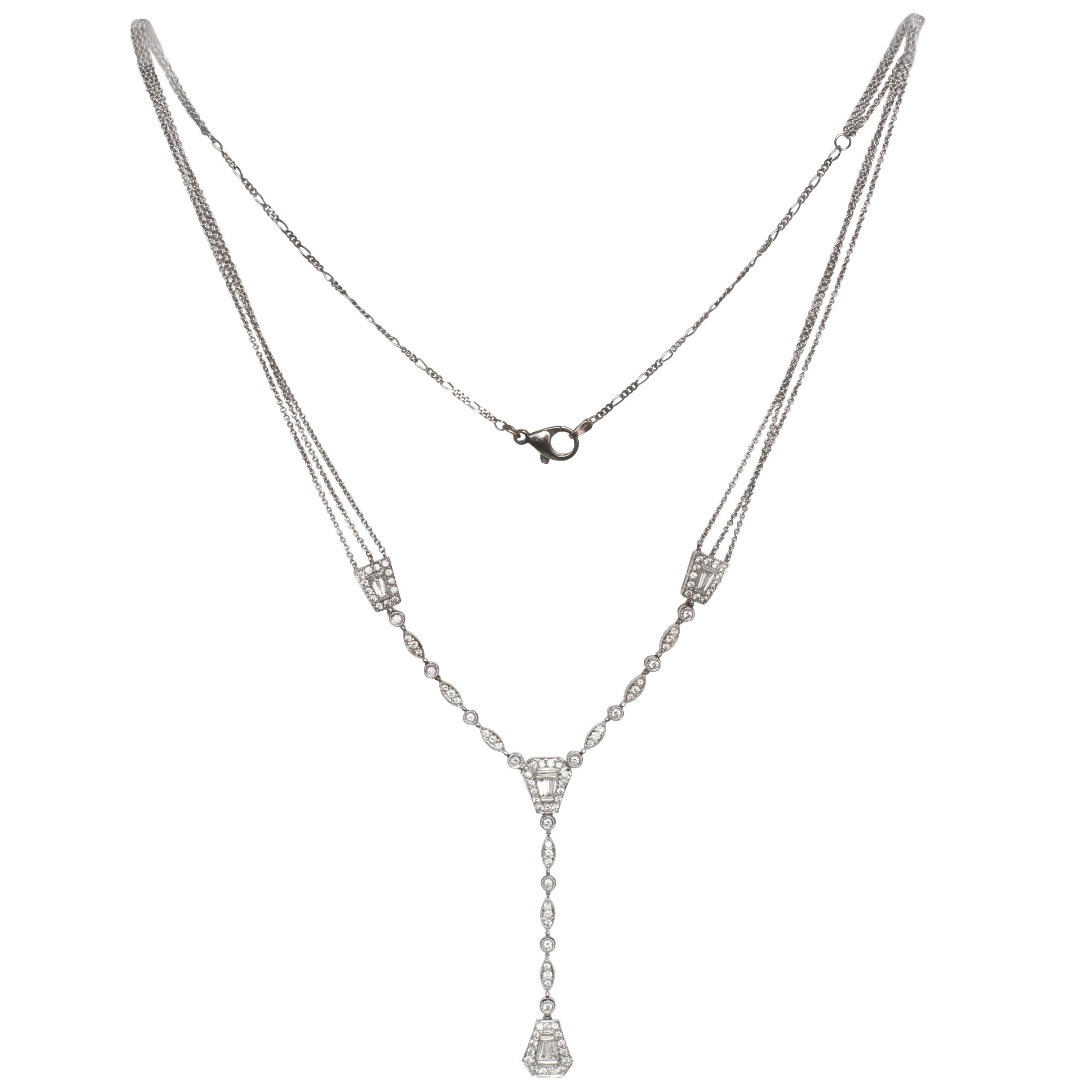 2.00 Carat Total Weight Diamond White Gold Necklace In Good Condition For Sale In Atlanta, GA