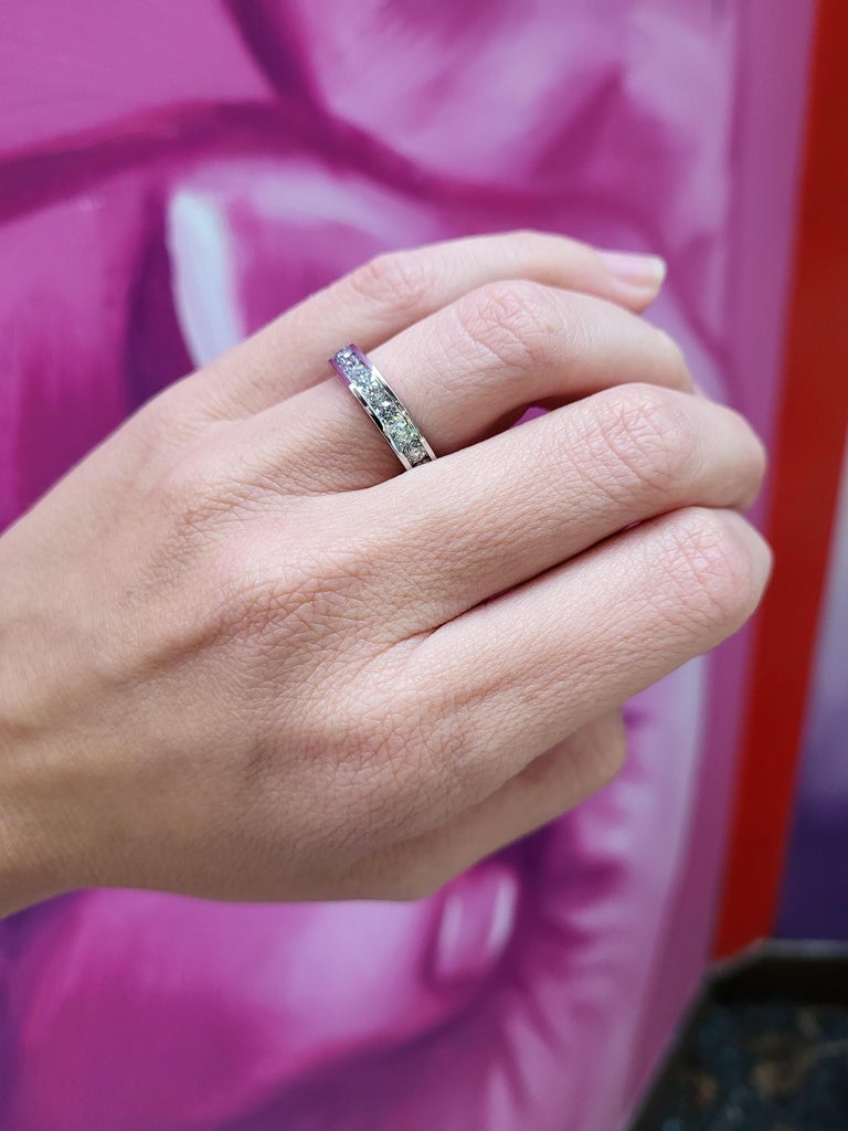 2.00 Carat Total Weight Round Diamond Channel Set White Gold Eternity