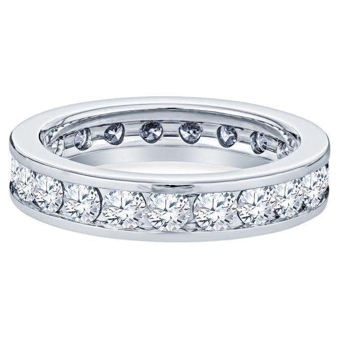 Channel Setting Round 2.00 Carat Total Weight Round Diamond Channel Set White Gold Eternity ...