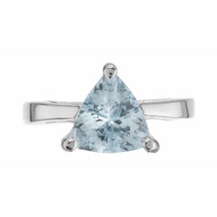 2.00 Carat Trillion Cut Aquamarine 14 White Gold Ring