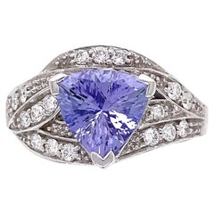 2,00 Karat Trillion Tansanit und Diamant Vintage Statement-Ring