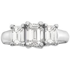 2.00 Carat Trilogy Emerald Cut Platinum Diamond Engagement Ring