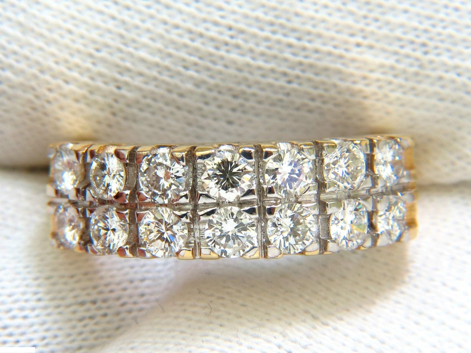2.00 Carat Two-Row Round Diamond Band Ring H/VS 14 Karat For Sale at ...