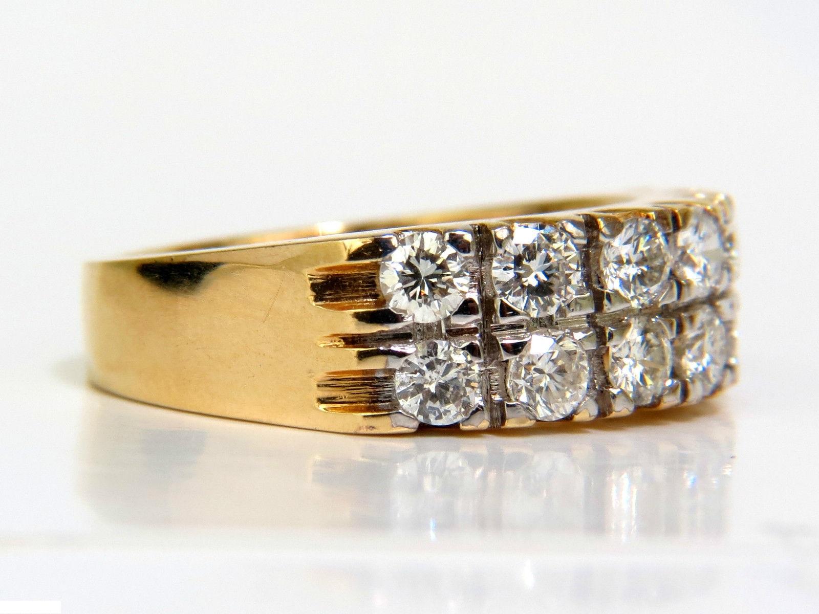 2.00 Carat Two-Row Round Diamond Band Ring H/VS 14 Karat In New Condition For Sale In New York, NY