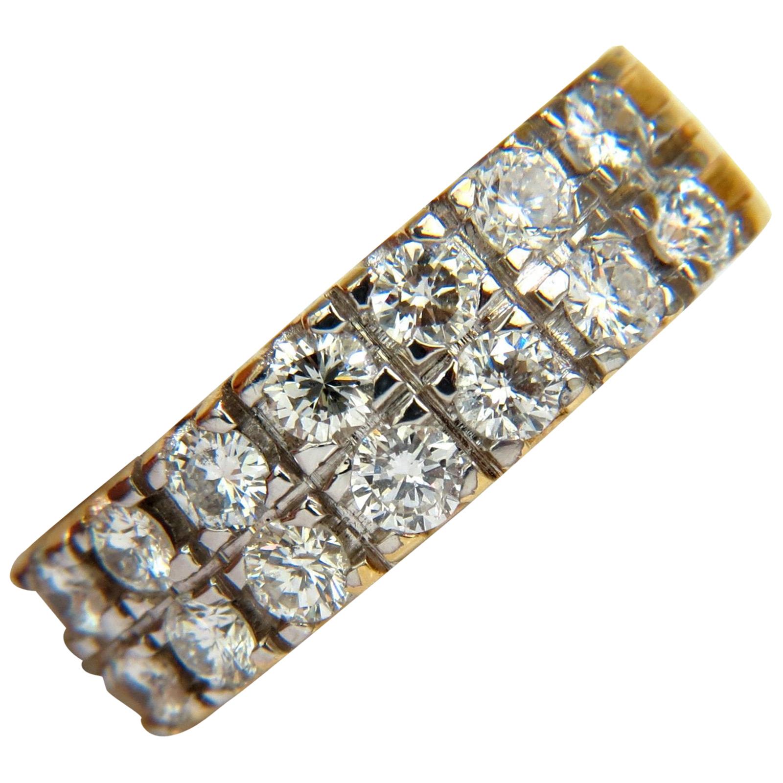 Wide Two-Row Baguette Diamond Band Ring