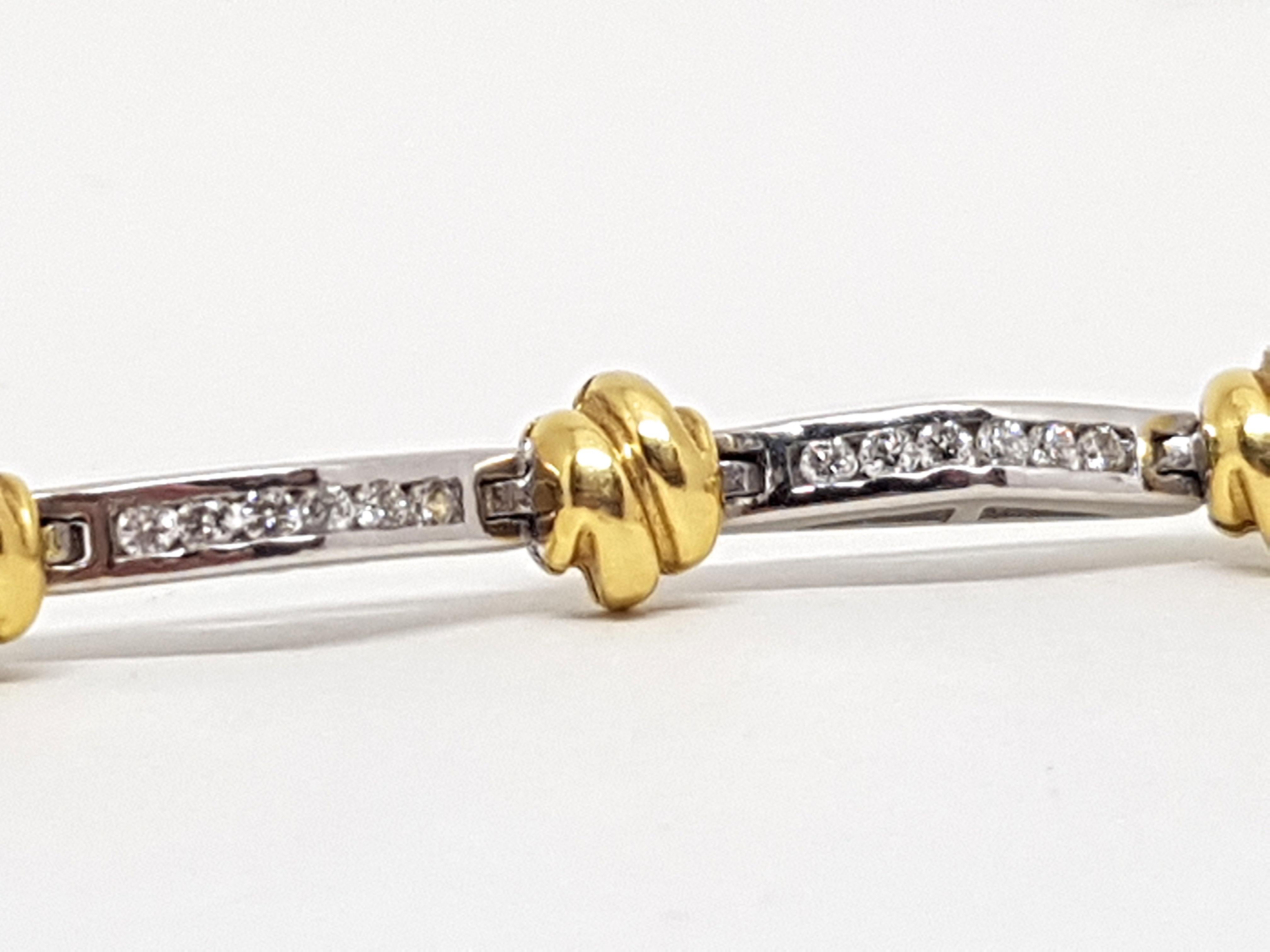 2.00 Carat Two-Tone Gold Diamond Tennis Bracelet For Sale 4