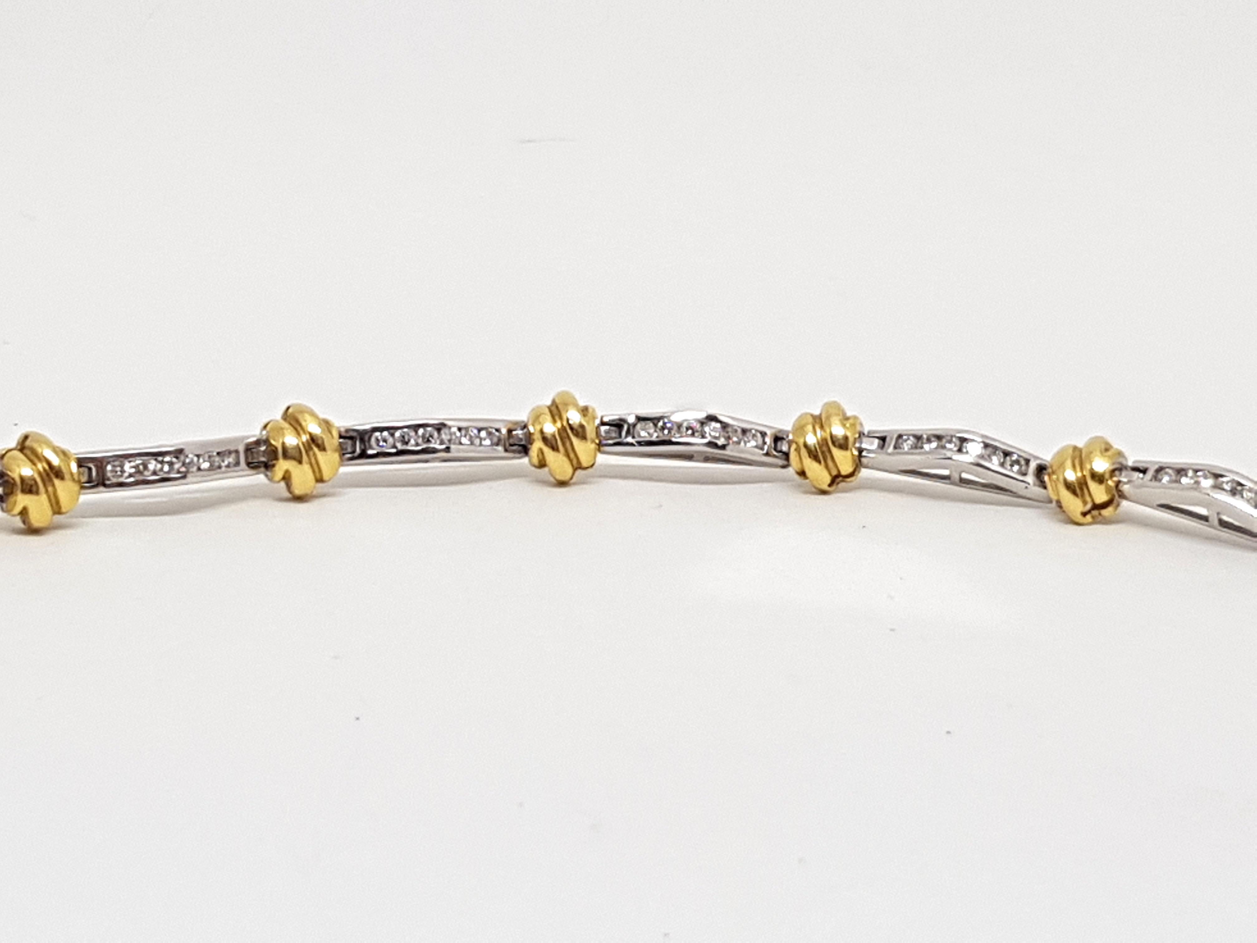2.00 Carat Two-Tone Gold Diamond Tennis Bracelet For Sale 6