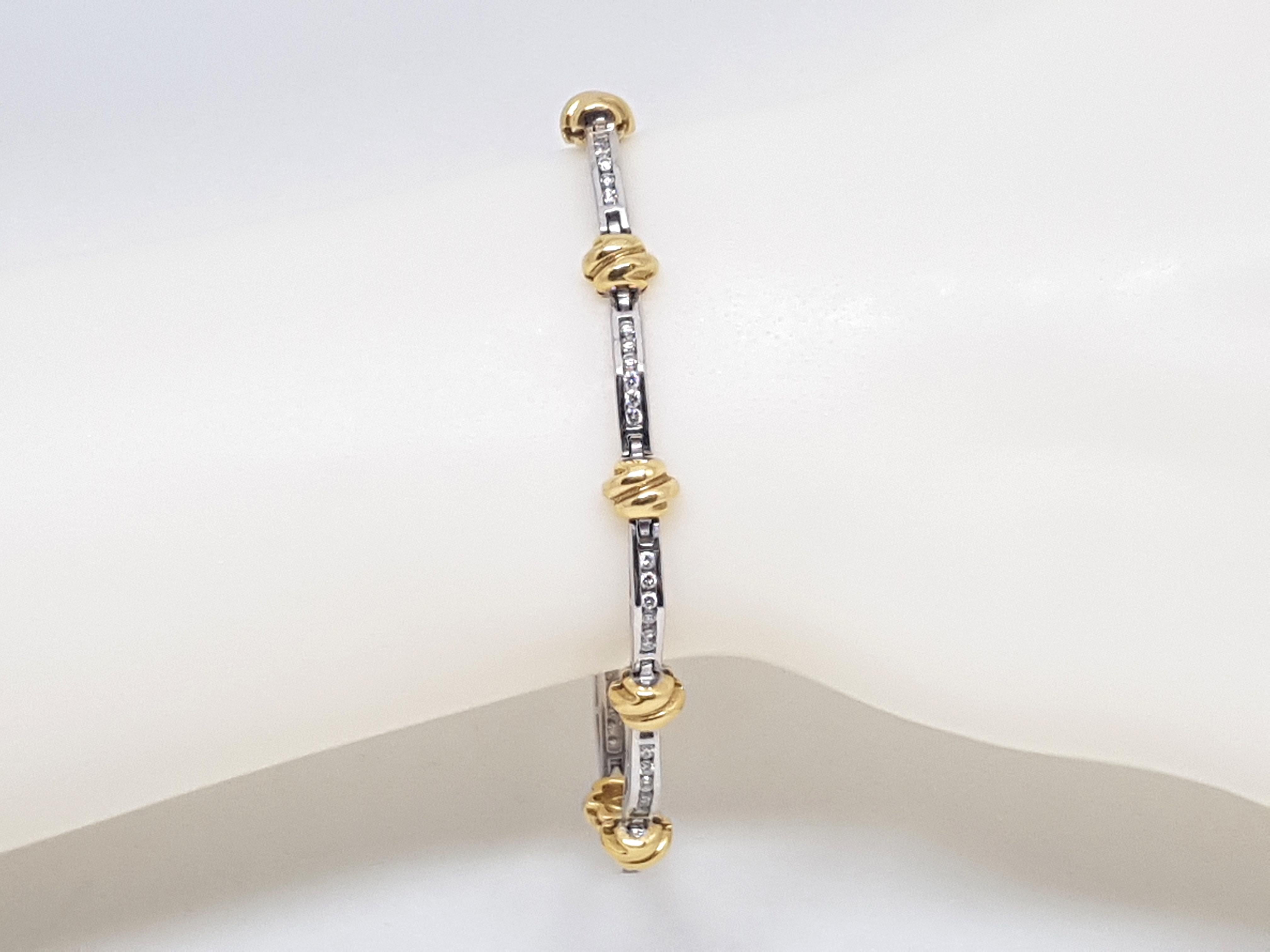 2.00 Carat Two-Tone Gold Diamond Tennis Bracelet In New Condition For Sale In Antwerp, BE