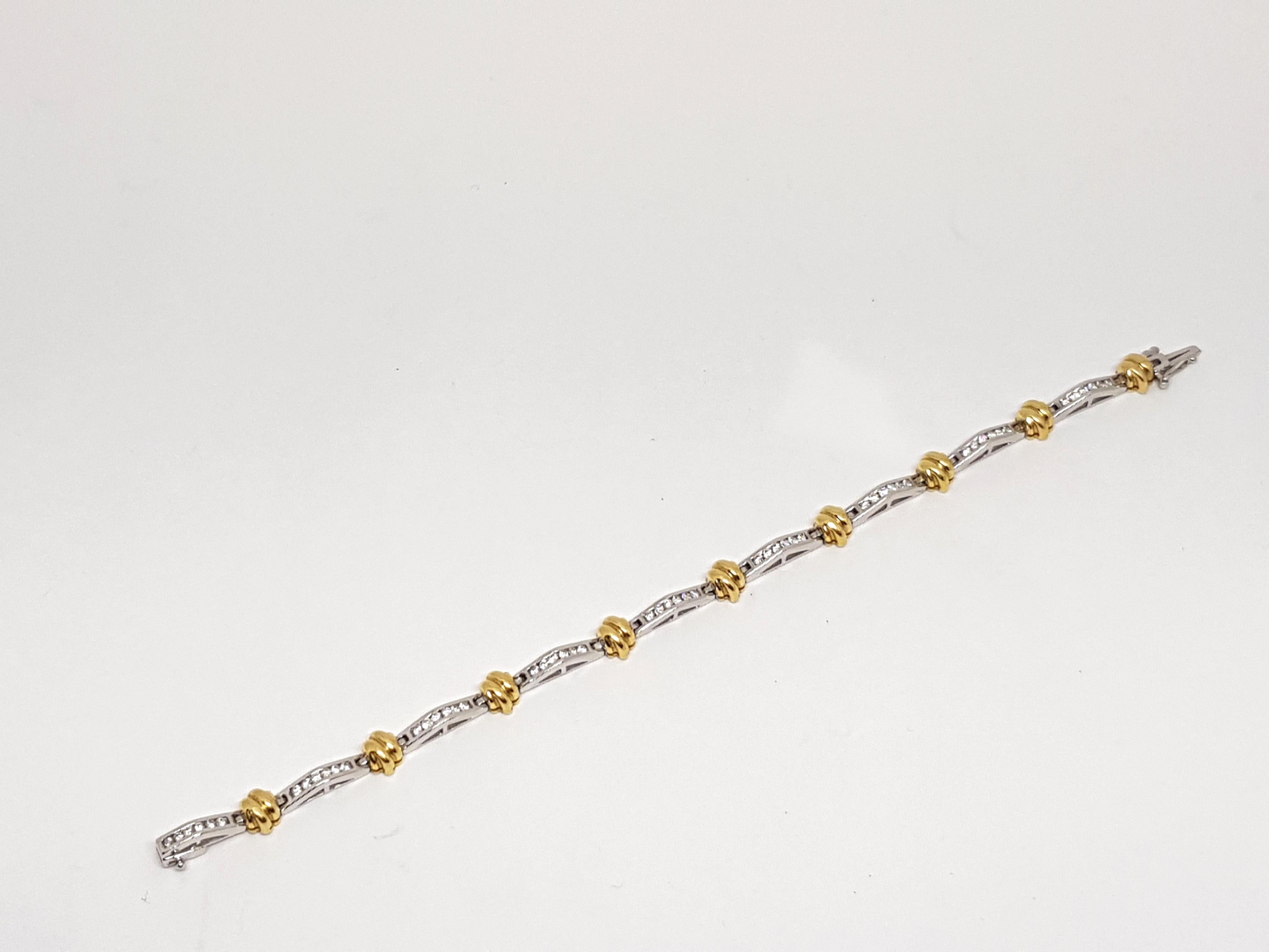 Women's 2.00 Carat Two-Tone Gold Diamond Tennis Bracelet For Sale