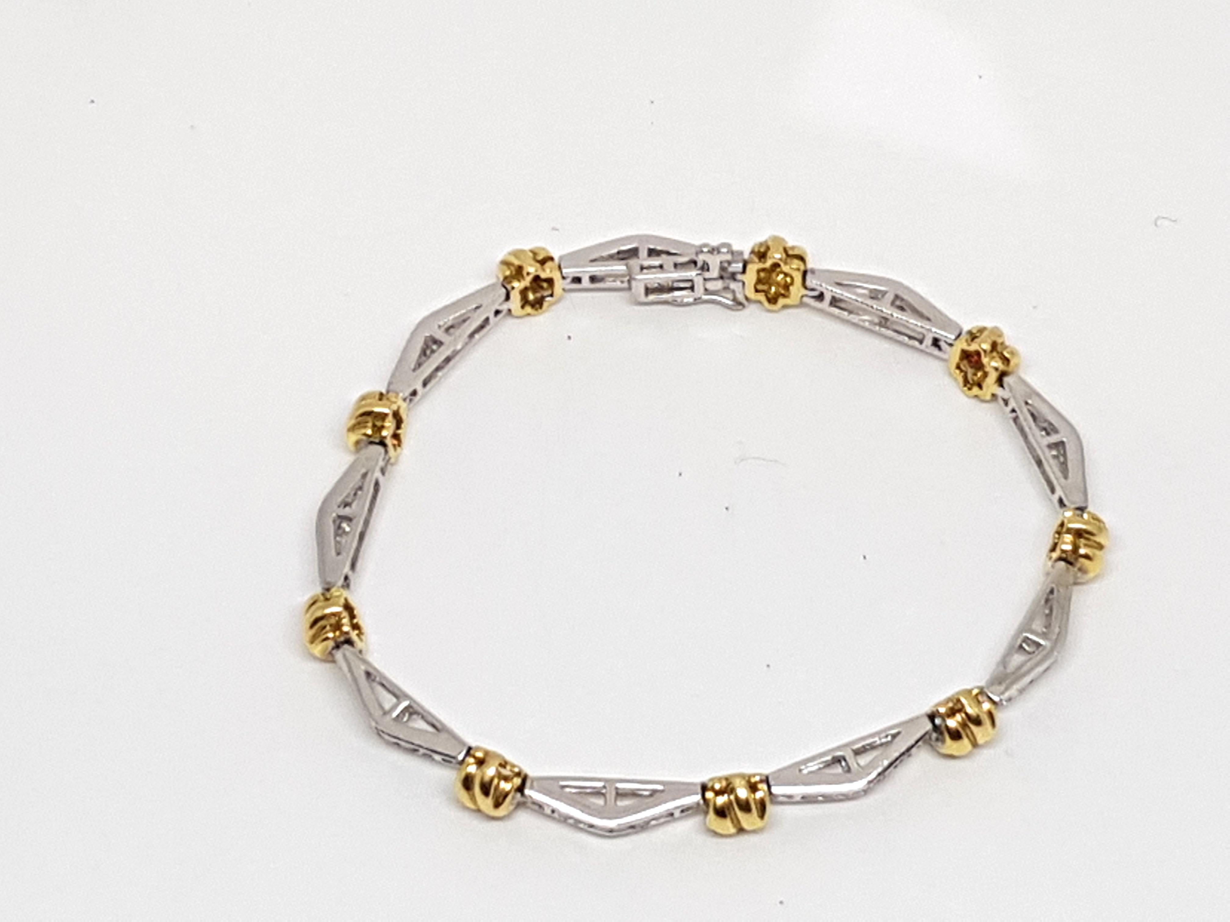 2.00 Carat Two-Tone Gold Diamond Tennis Bracelet For Sale 2
