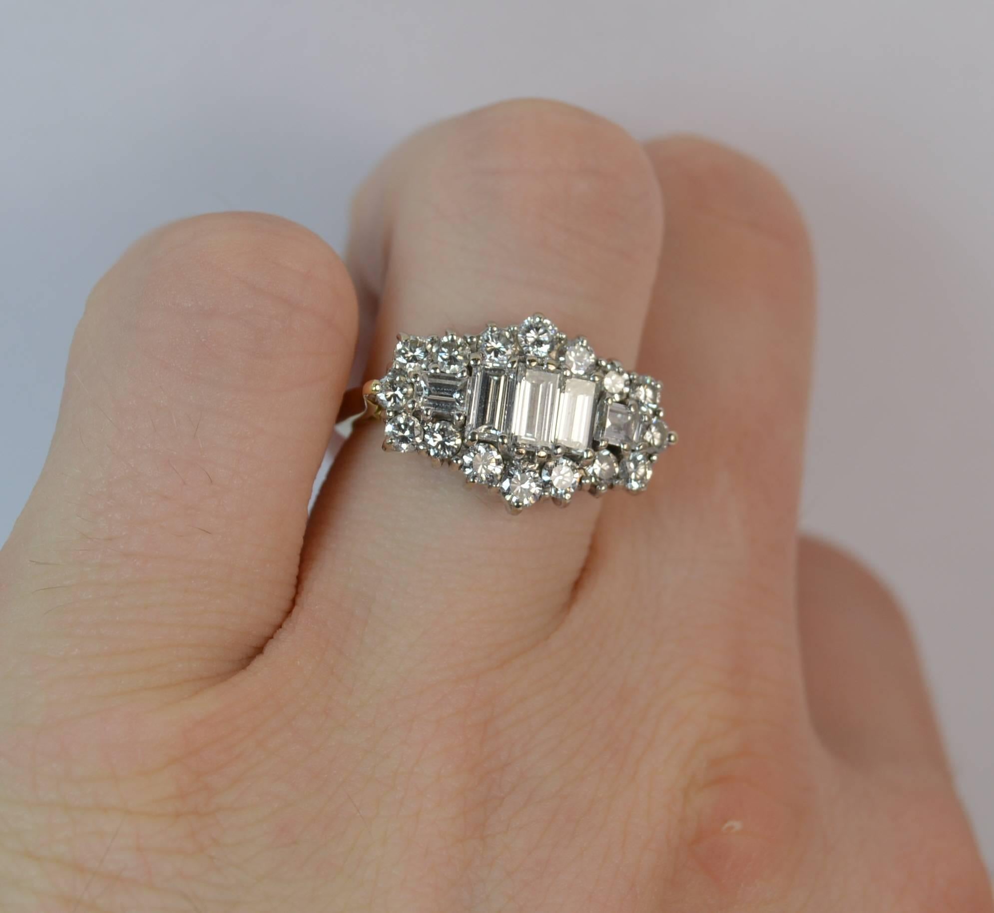 Art Deco 2.00 Carat VS Diamond 18 Carat Gold Ladies Cluster Ring