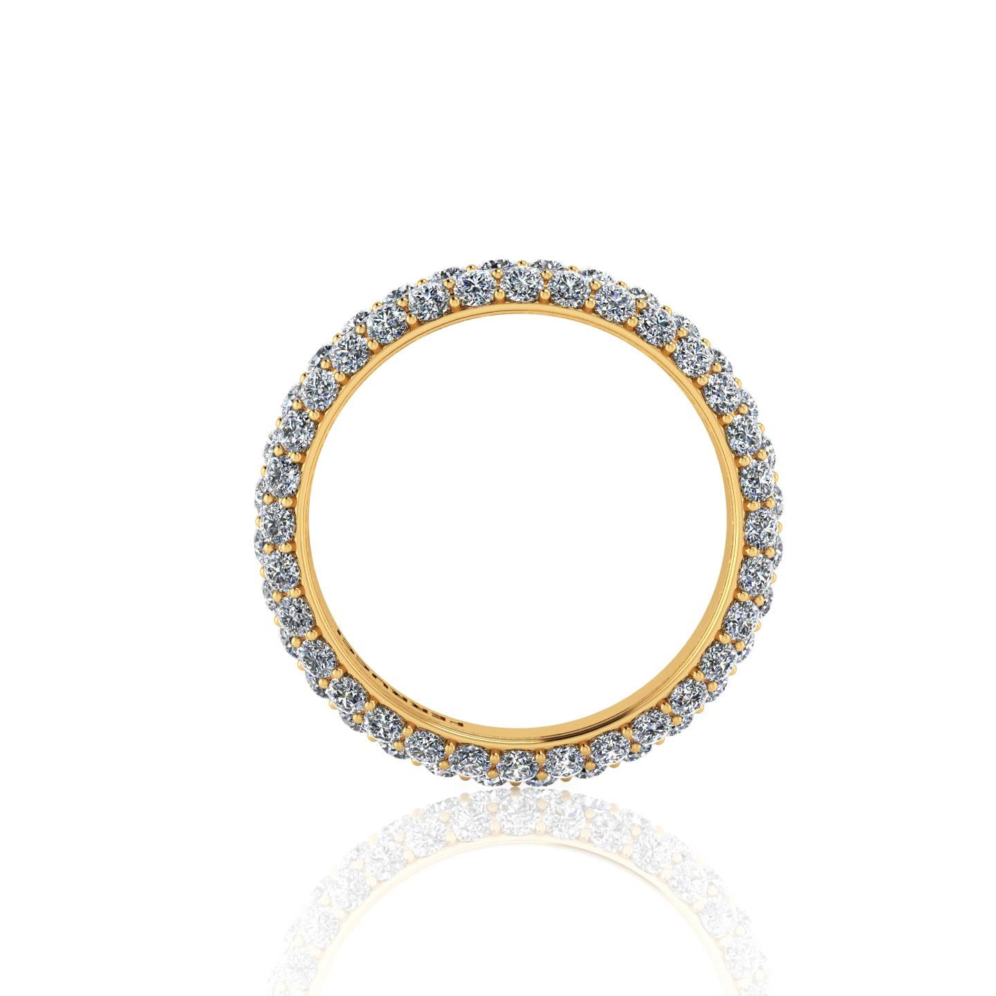 Round Cut 2.00 Carat White Diamond Pave Ring in 18 Karat Yellow Gold