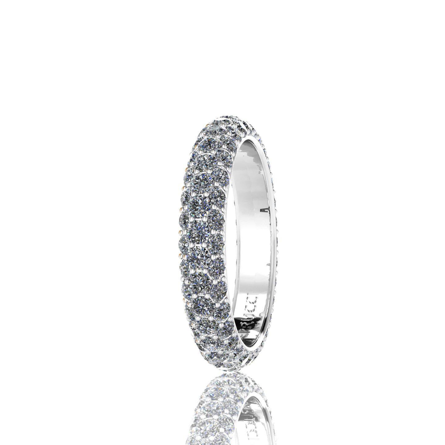 Round Cut 2.00 Carat White Diamond Pavé Ring in Platinum 950 For Sale