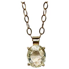 2.00 Carat Yellow Sapphire Untreated 18 Karat Gold Solitaire Pendant Necklace