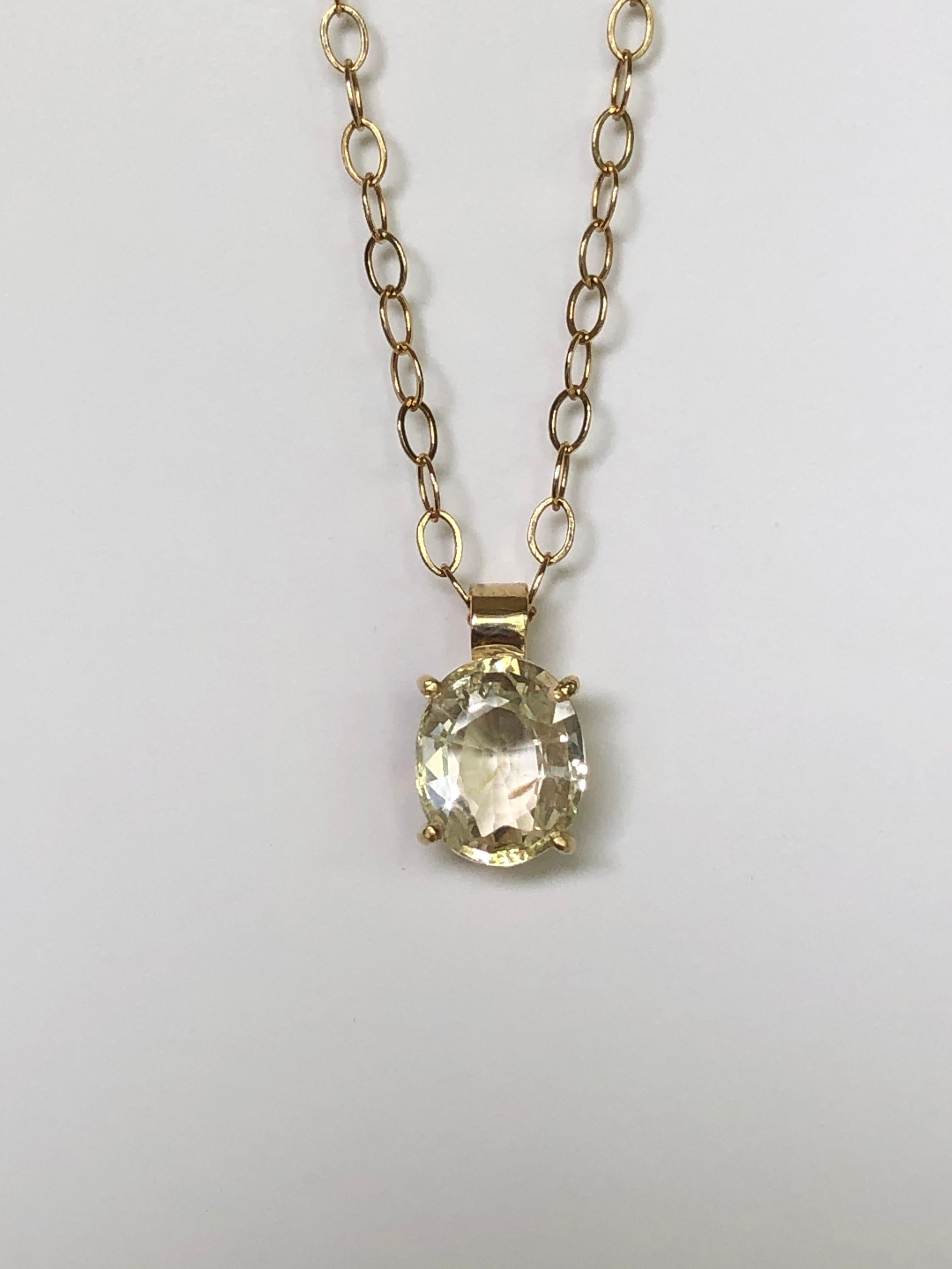 2.00 Carat Yellow Sapphire Untreated Gold 18 Karat Solitaire Pendant Necklace en vente 5