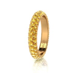 2.00 Carat Yellow Sapphires Pave Eternity Ring in 18 Karat Yellow Gold