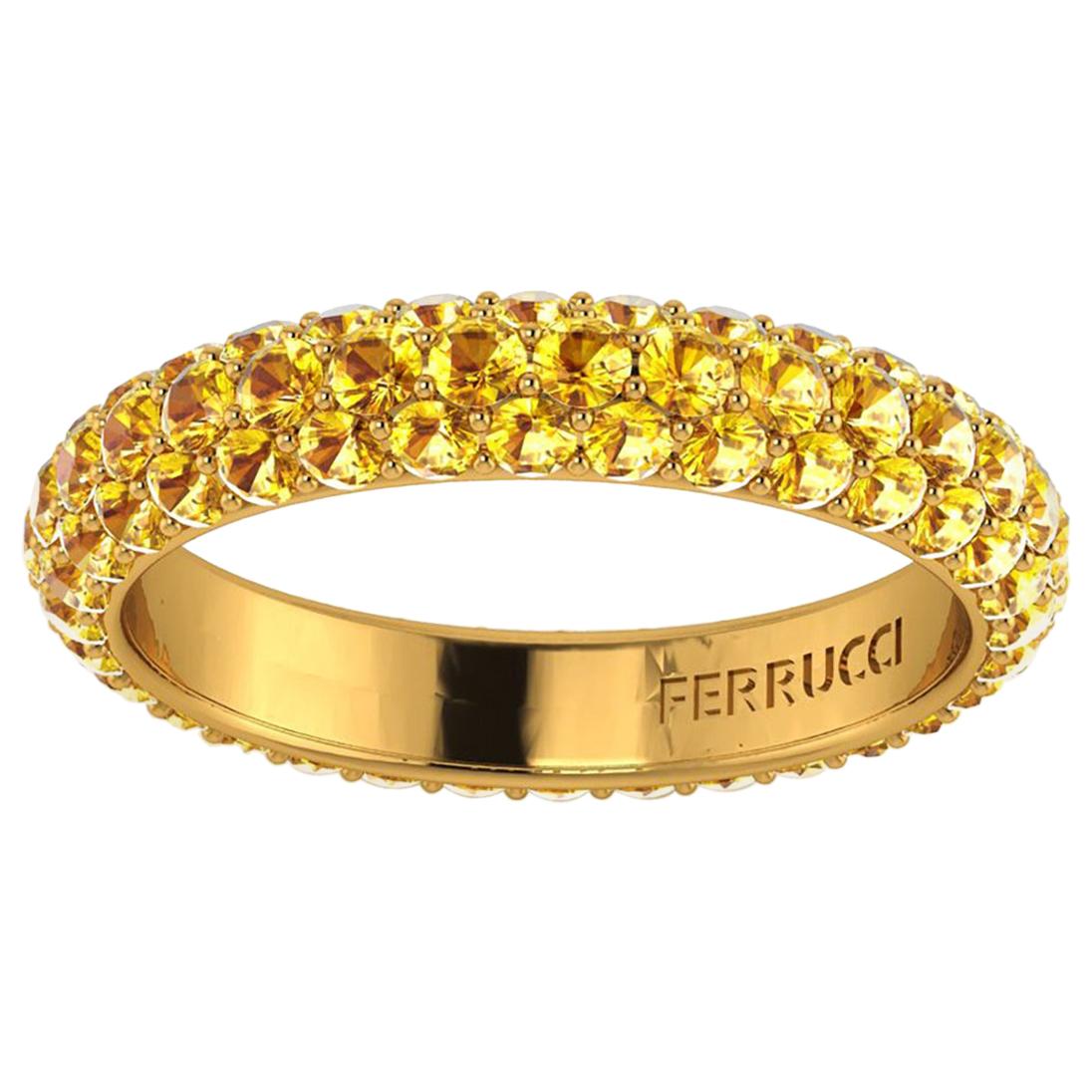 2.00 Carat Yellow Sapphires Pave Eternity Ring in 18 Karat Yellow Gold