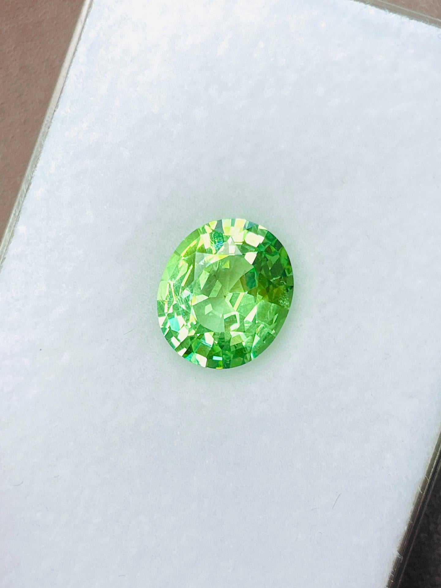 Oval Cut 4.26 Carats Tsavorite High quality mint green Germany cut For Sale