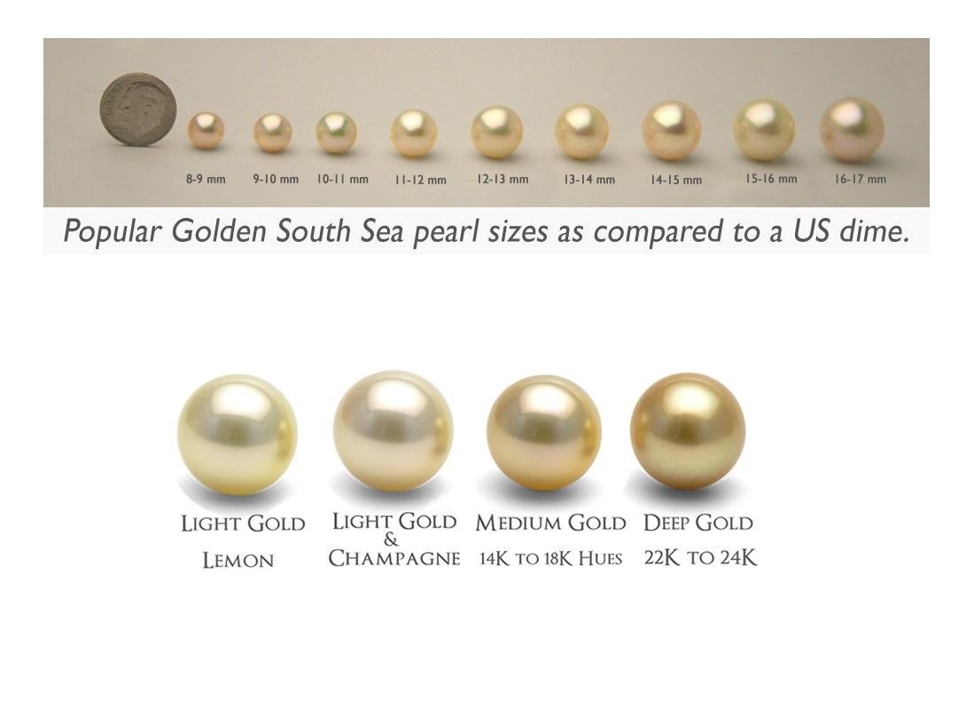 2.00 Carat Diamond Light Golden Yellow South Sea Pearls and Gold Earrings For Sale 5