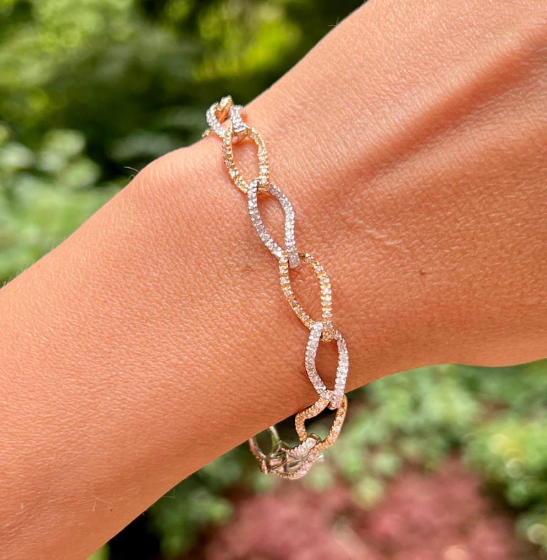 2.00 Carats Diamond TwoTone 18 Karat Gold Bracelet at 1stDibs