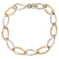 2.00 Carats Diamond Two-Tone 18 Karat Gold Bracelet