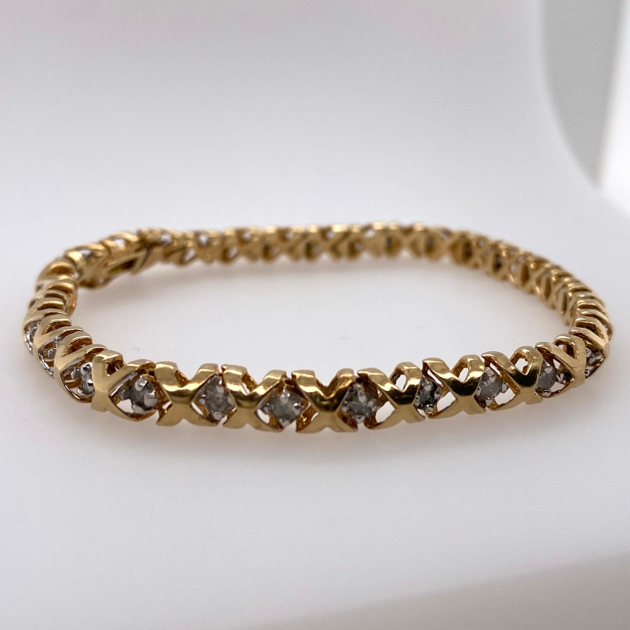 2,00 Karat Diamanten Hugs and Kisses Gliederarmband aus 10 Karat Gold (Zeitgenössisch) im Angebot