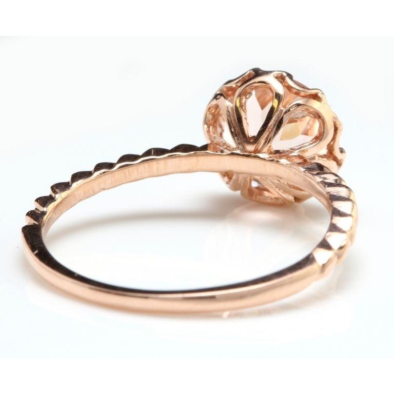 2.00 Carat Exquisite Natural Morganite 14 Karat Solid Rose Gold Ring In New Condition For Sale In Los Angeles, CA