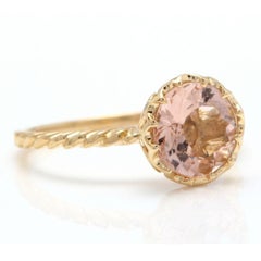 2.00 Carat Exquisite Natural Morganite 14 Karat Solid Yellow Gold Ring