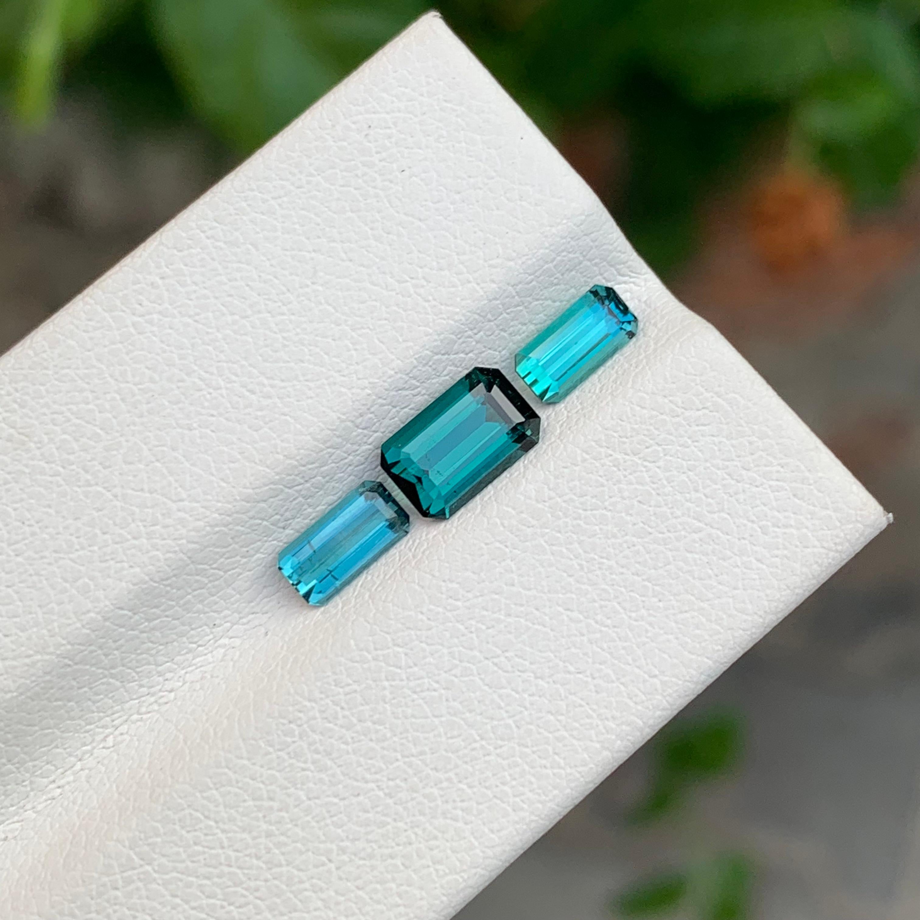 Emerald Cut 2.00 Carats Glamorous Natural Loose Indicolite Tourmaline Set From Afghanistan For Sale